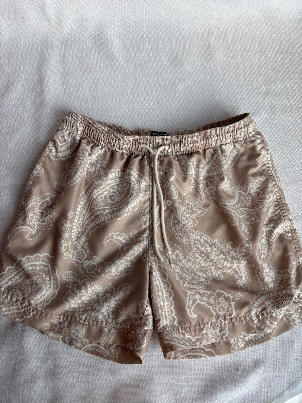 PacSun Beige Paisley Drawstring Swim Shorts -344sku